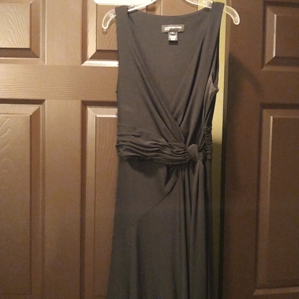 Sleeveless wrap Dress, Layers, Vneck, Black, 6